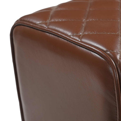 Bench 110 x 30 x 45 cm Real Leather Brown Diamond