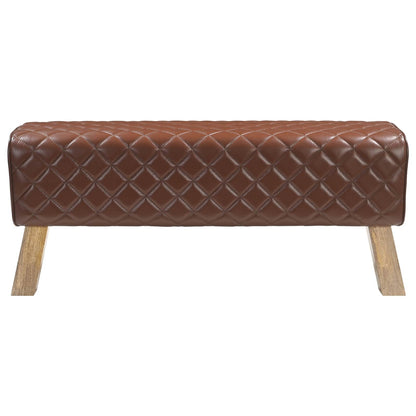 Bench 110 x 30 x 45 cm Real Leather Brown Diamond