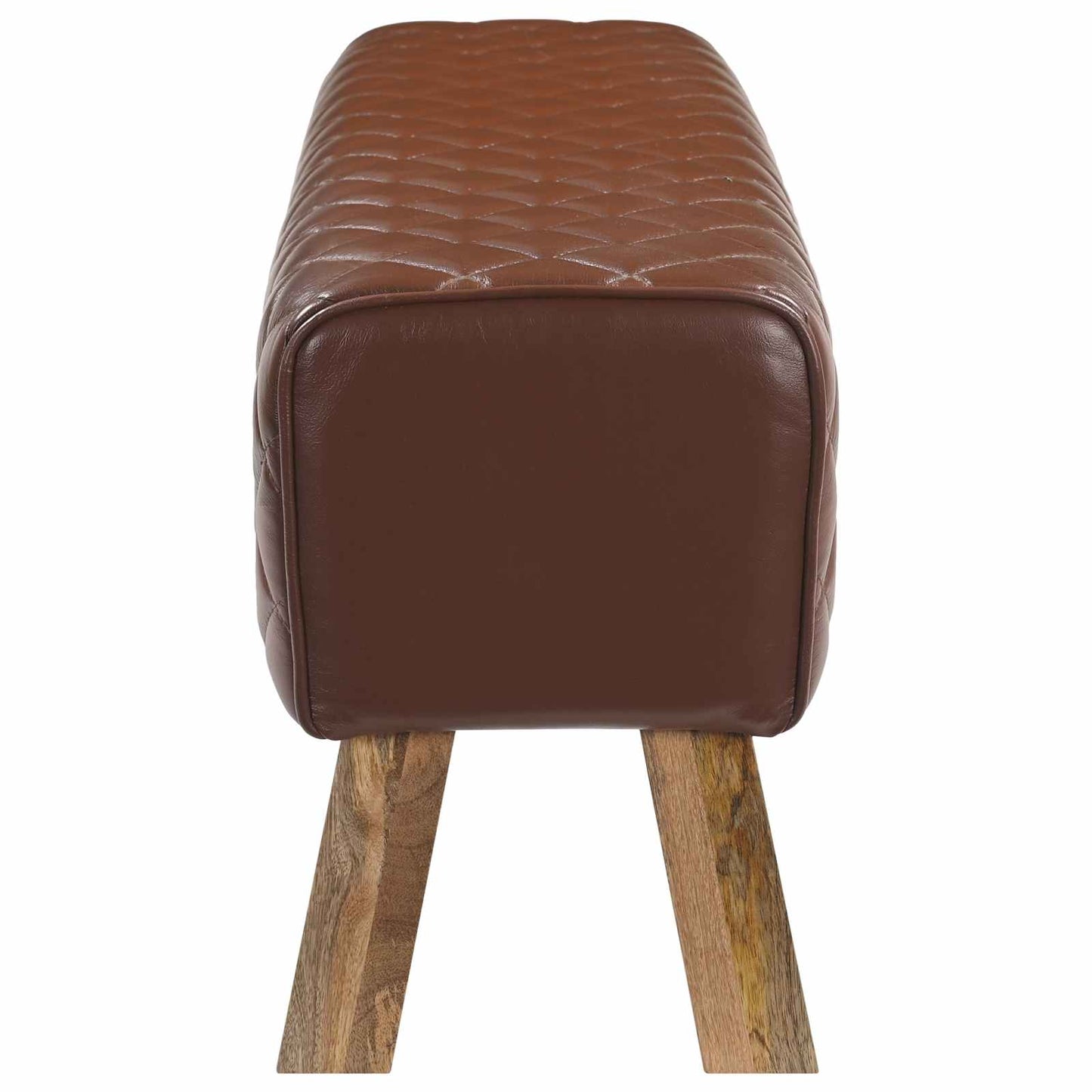 Bench 110 x 30 x 45 cm Real Leather Brown Diamond