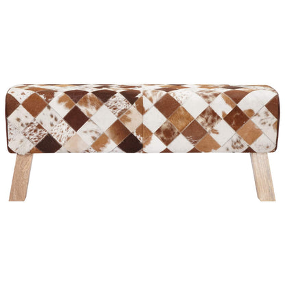 Bench 110 x 30 x 45 cm Real Leather Brown Patchwork