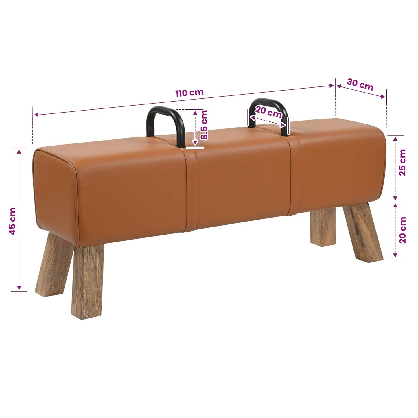 Bench Brown 110 x 30 x 45 cm Real Leather