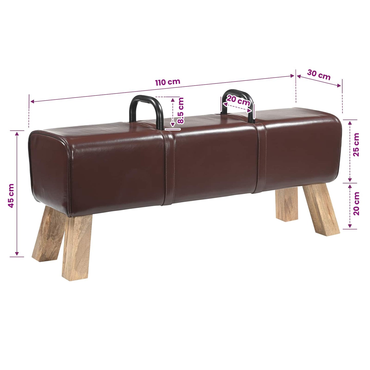 Bench Dark Brown 110 x 30 x 45 cm Real Leather