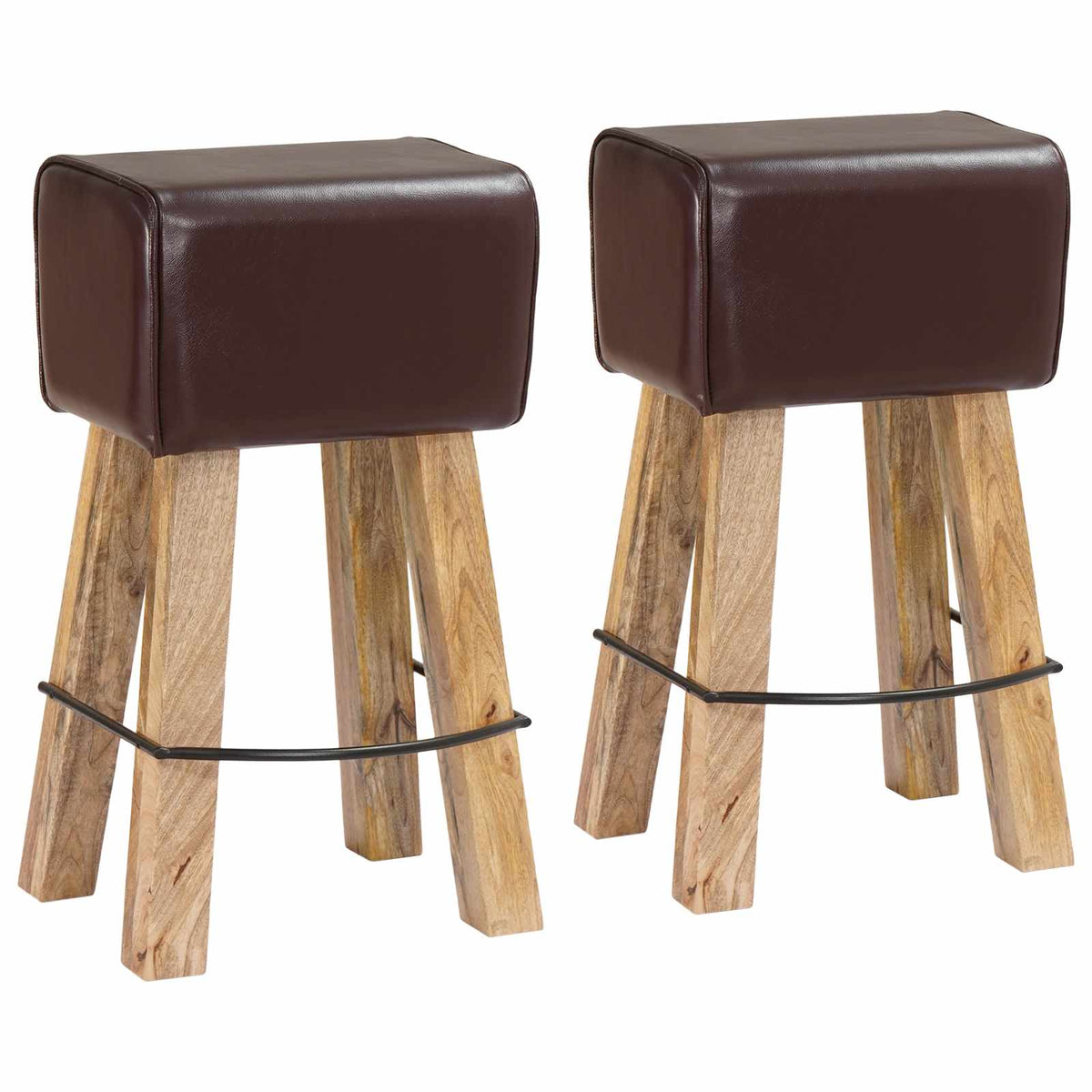 Bar Stool 2 pcs Dark Brown 44 x 33 x 74 cm Real Leather