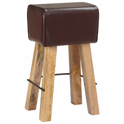 Bar Stool 2 pcs Dark Brown 44 x 33 x 74 cm Real Leather