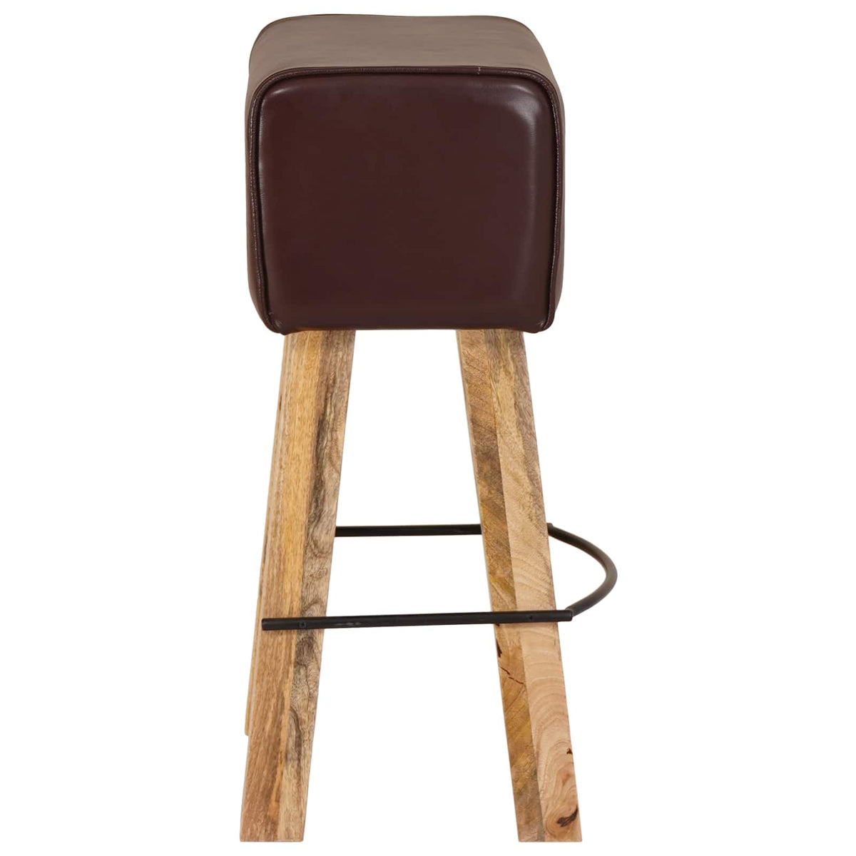 Bar Stool 2 pcs Dark Brown 44 x 33 x 74 cm Real Leather