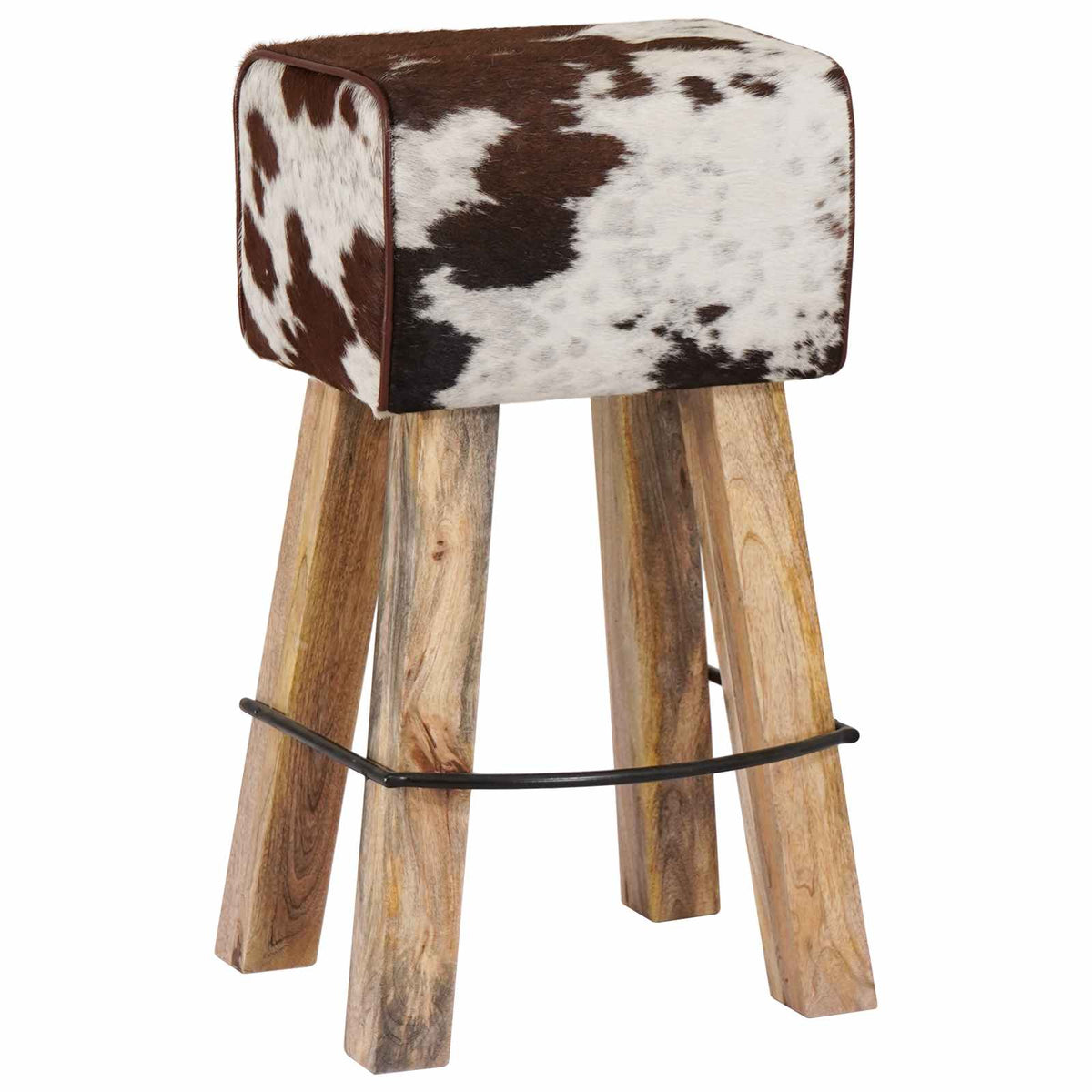 Bar Stool 2 pcs Brown and White 44 x 33 x 74 cm Real Leather