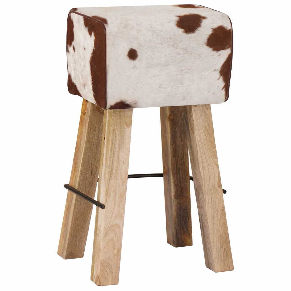 Bar Stool 2 pcs Brown and White 44 x 33 x 74 cm Real Leather