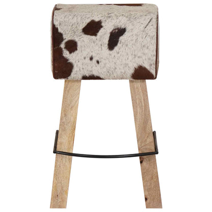 Bar Stool 2 pcs Brown and White 44 x 33 x 74 cm Real Leather