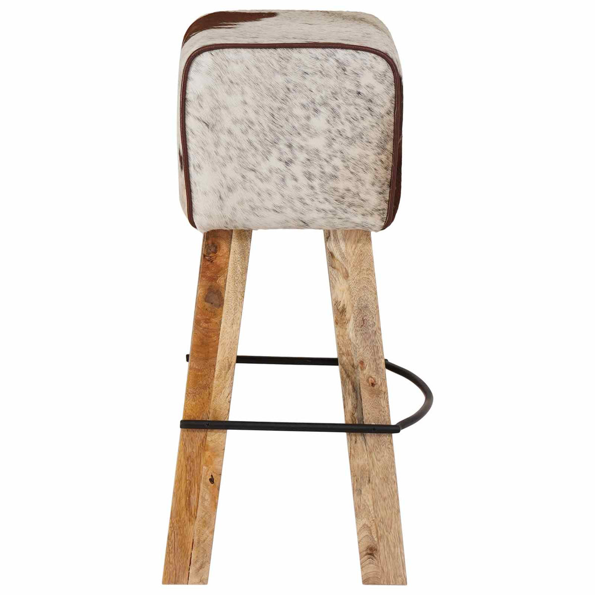 Bar Stool 2 pcs Brown and White 44 x 33 x 74 cm Real Leather