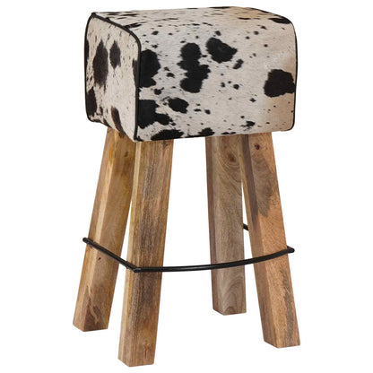 Bar Stool 2 pcs Black and White 44 x 33 x 74 cm Real Leather
