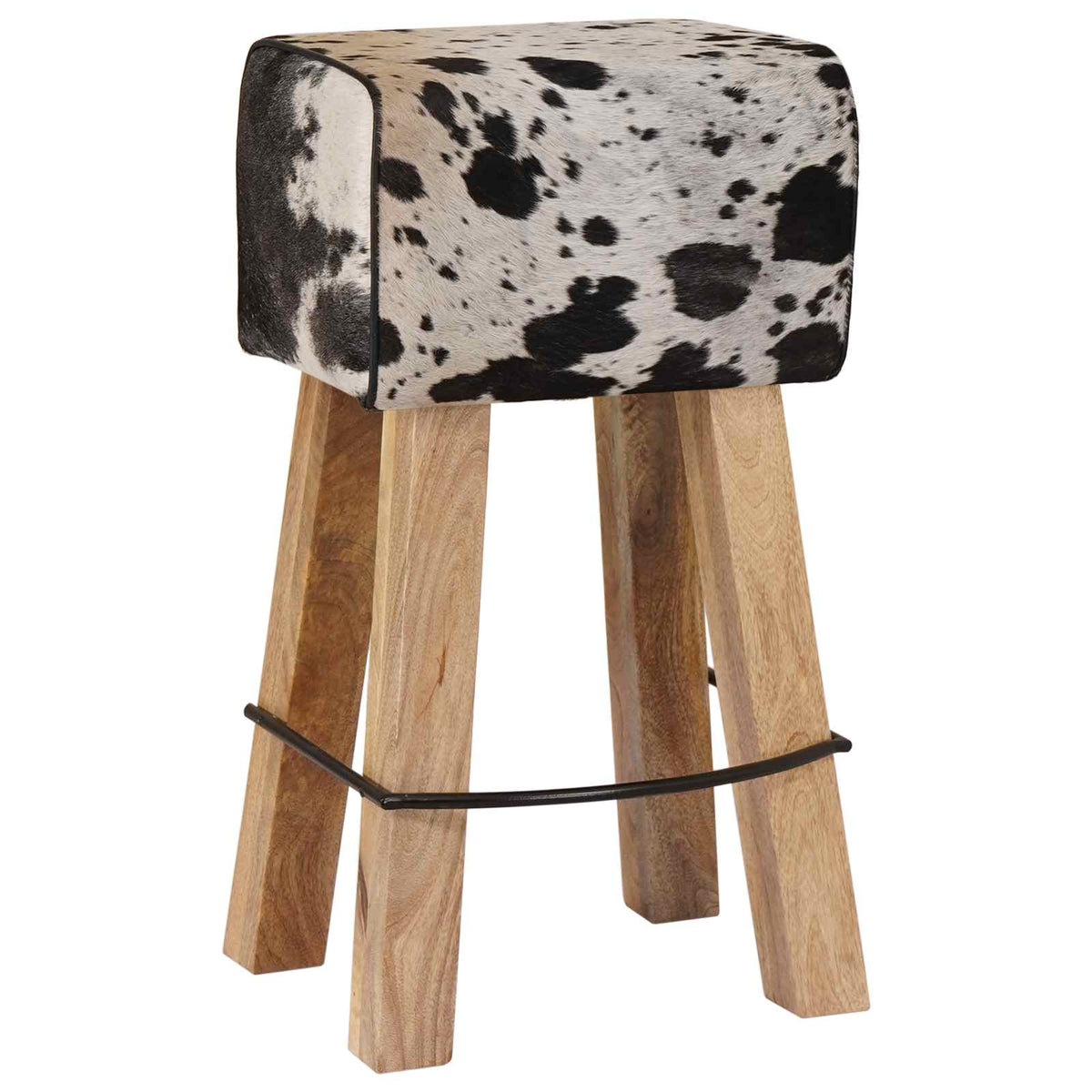 Bar Stool 2 pcs Black and White 44 x 33 x 74 cm Real Leather
