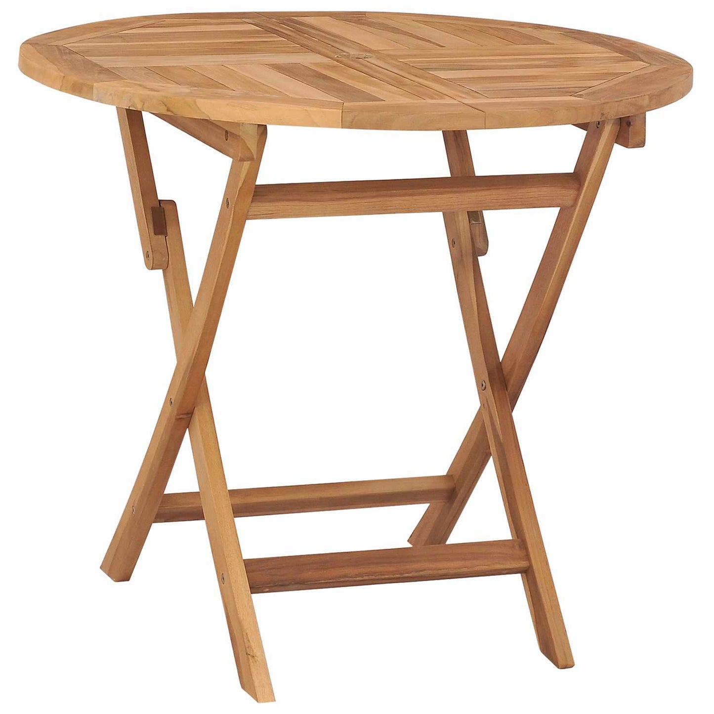Folding Garden Table Natural Ø 90 x 75 cm Solid Teak Wood