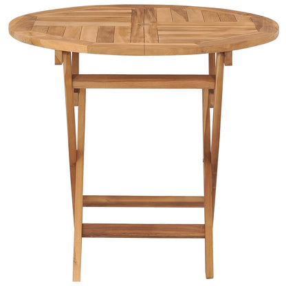 Folding Garden Table Natural Ø 90 x 75 cm Solid Teak Wood