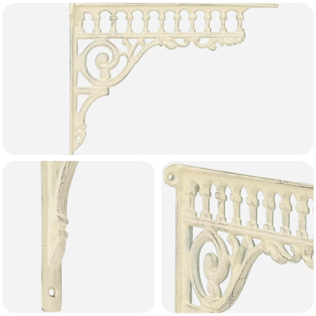 Wall Shelf Brackets 2 pcs Antique White 27.5 x 23 x 4 cm Steel