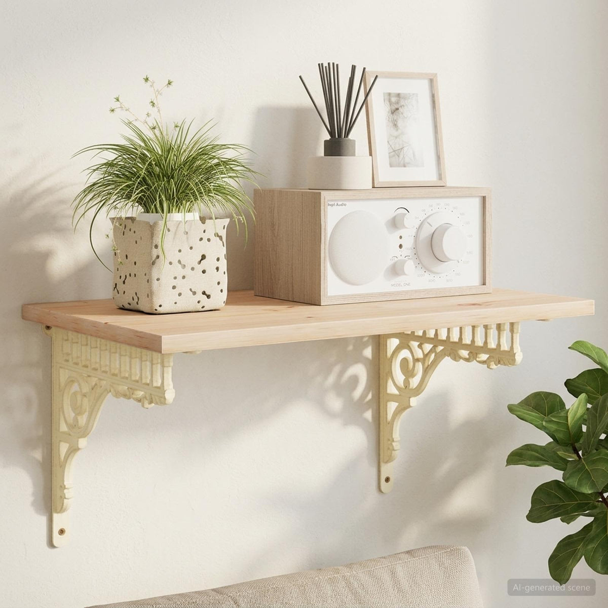 Wall Shelf Brackets 2 pcs Antique White 27.5 x 23 x 4 cm Steel