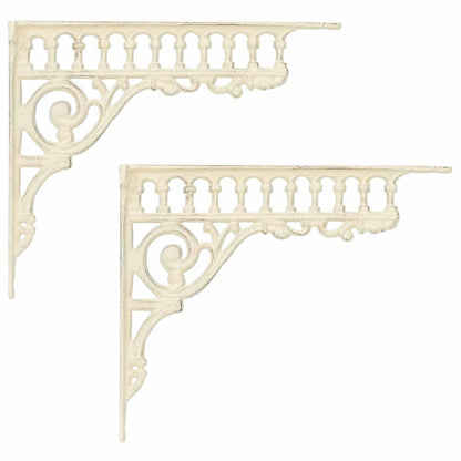 Wall Shelf Brackets 2 pcs Antique White 27.5 x 23 x 4 cm Steel