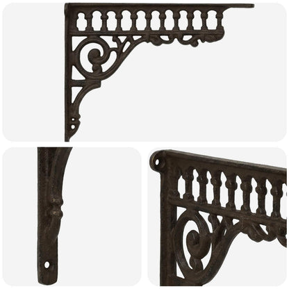 Wall Shelf Brackets 2 pcs Antique Brown 27.5 x 23 x 4 cm Steel