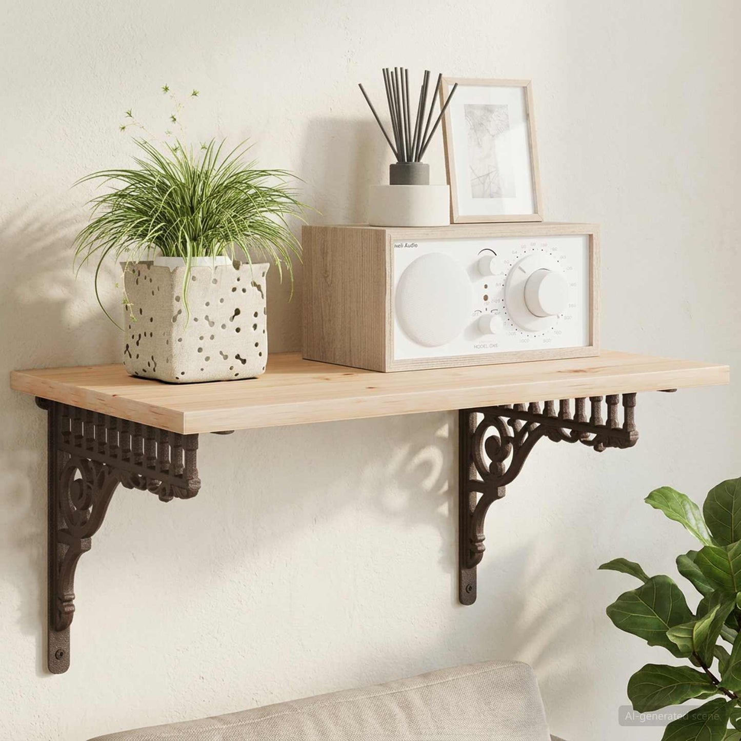 Wall Shelf Brackets 2 pcs Antique Brown 27.5 x 23 x 4 cm Steel