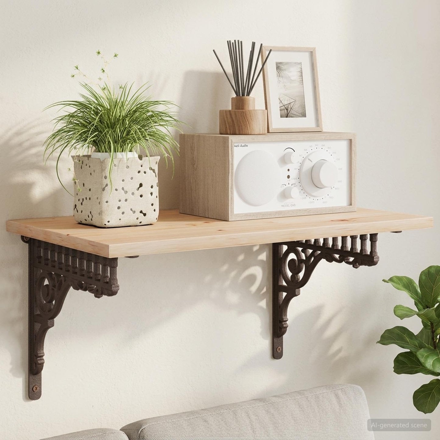 Wall Shelf Brackets 12 pcs Antique Brown 27.5 x 23 x 4 cm Steel
