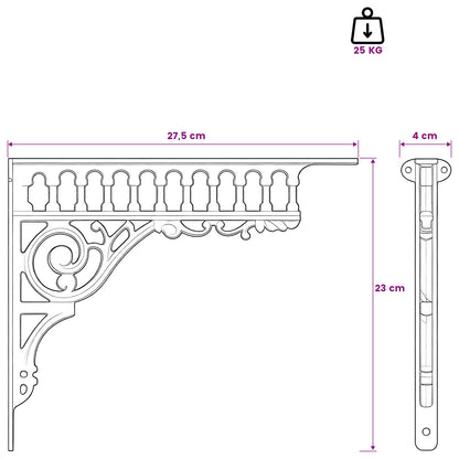 Wall Shelf Brackets 12 pcs Antique Brown 27.5 x 23 x 4 cm Steel