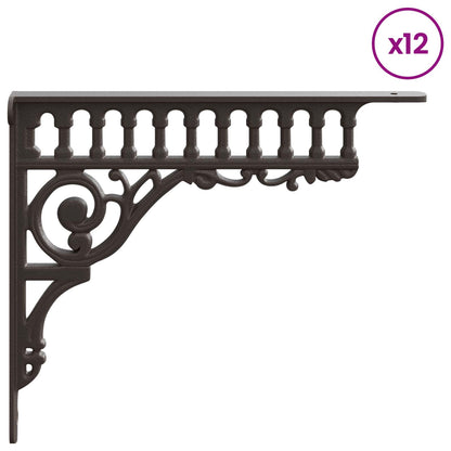 Wall Shelf Brackets 12 pcs Antique Brown 27.5 x 23 x 4 cm Steel