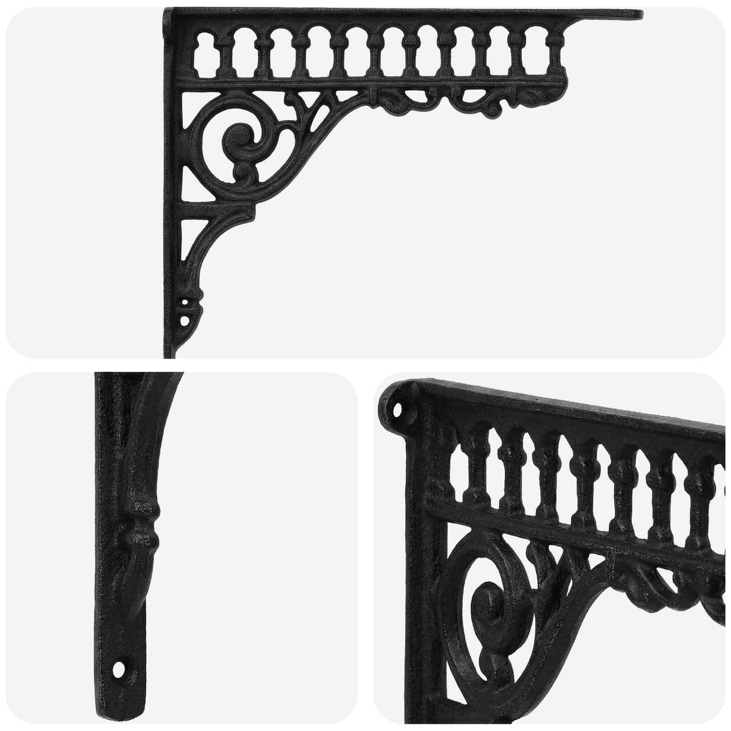 Wall Shelf Brackets 12 pcs Black 27.5 x 23 x 4 cm Steel