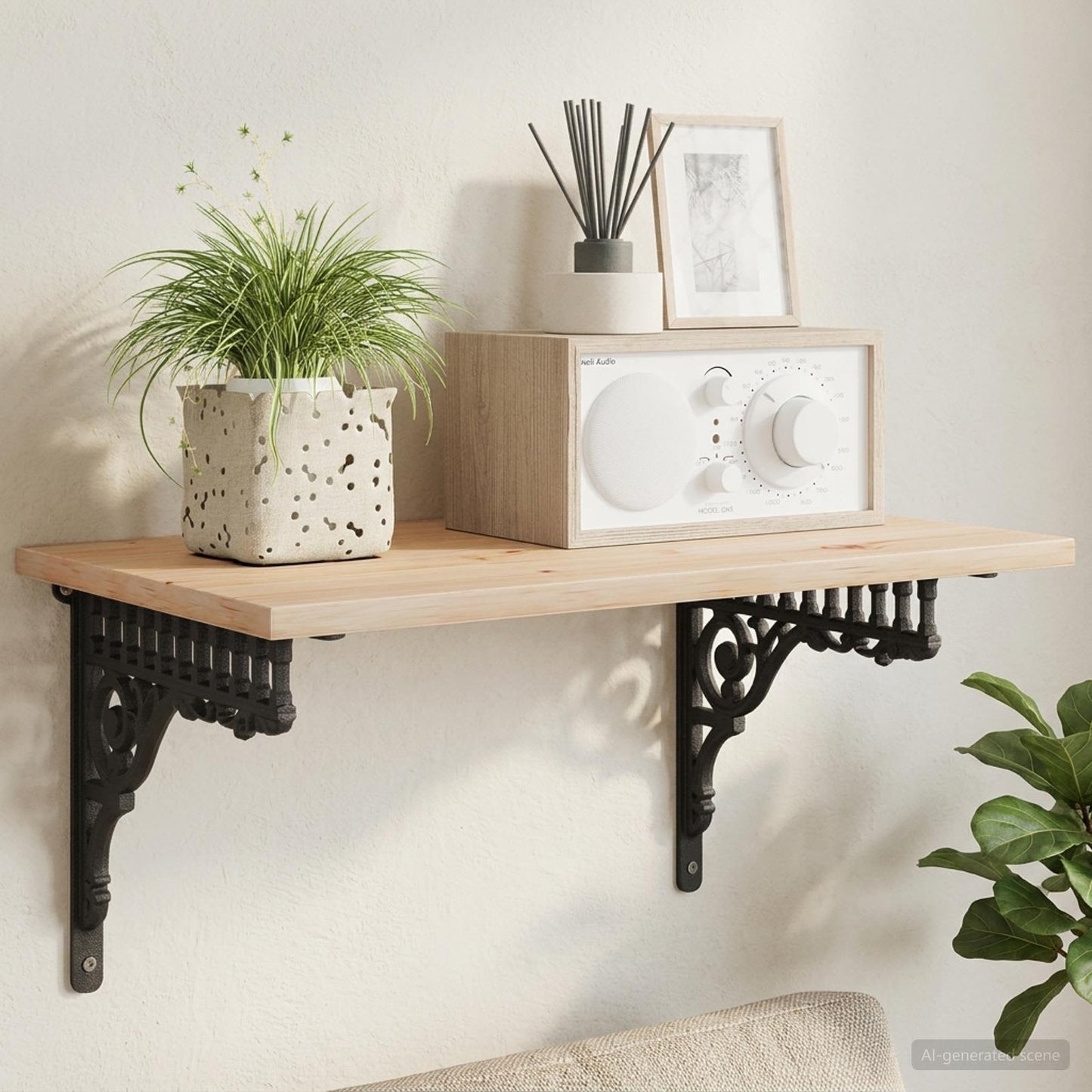 Wall Shelf Brackets 12 pcs Black 27.5 x 23 x 4 cm Steel