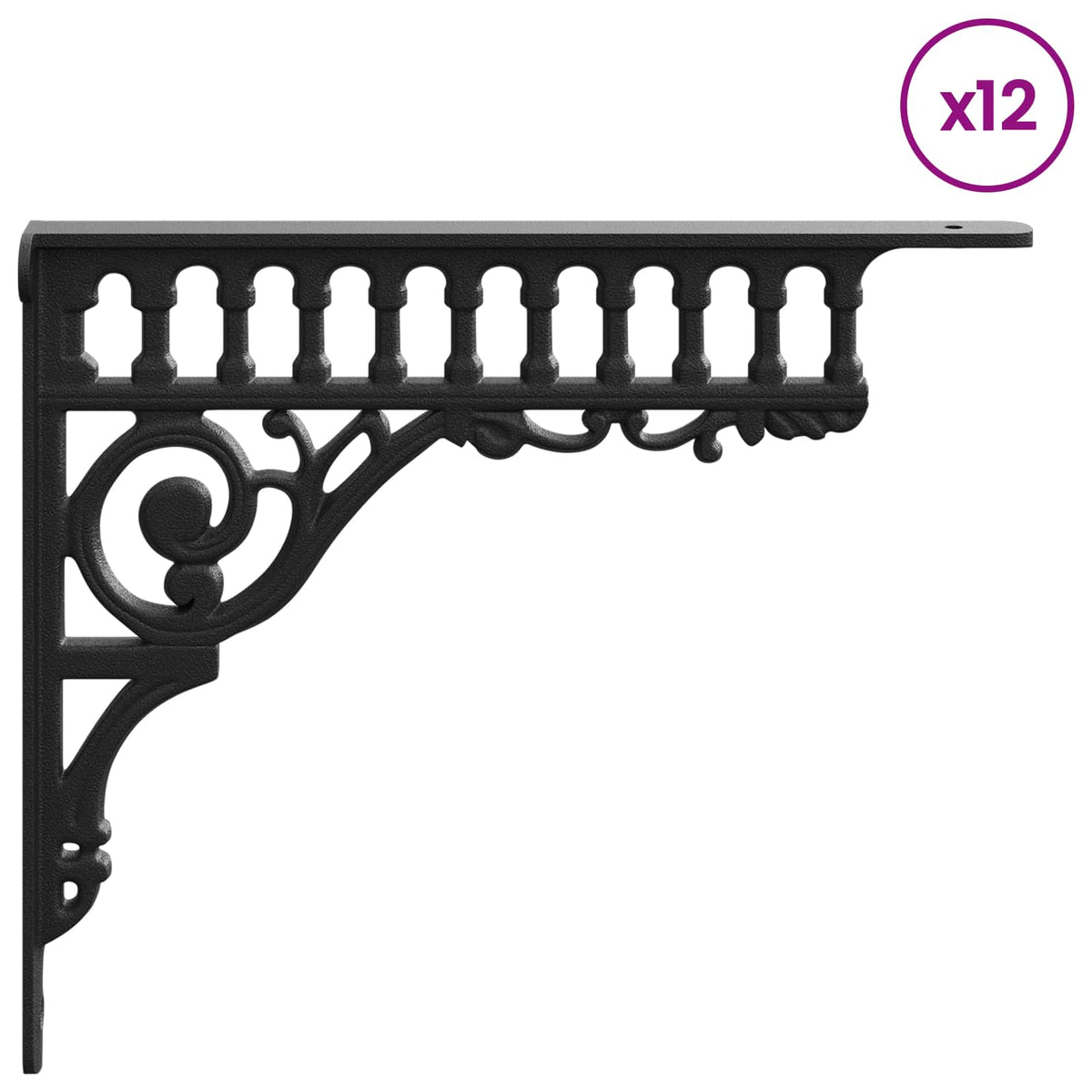 Wall Shelf Brackets 12 pcs Black 27.5 x 23 x 4 cm Steel