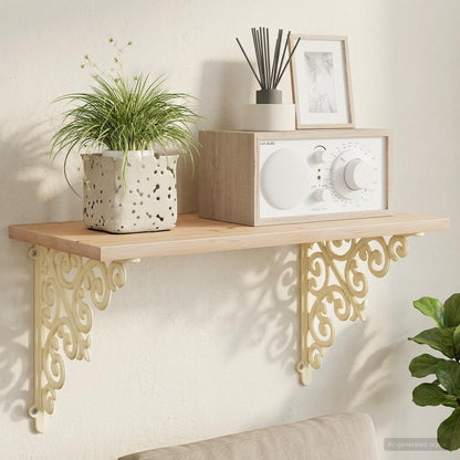 Wall Shelf Brackets 2 pcs Antique White 9.5 x 9.5 x 3 cm Steel