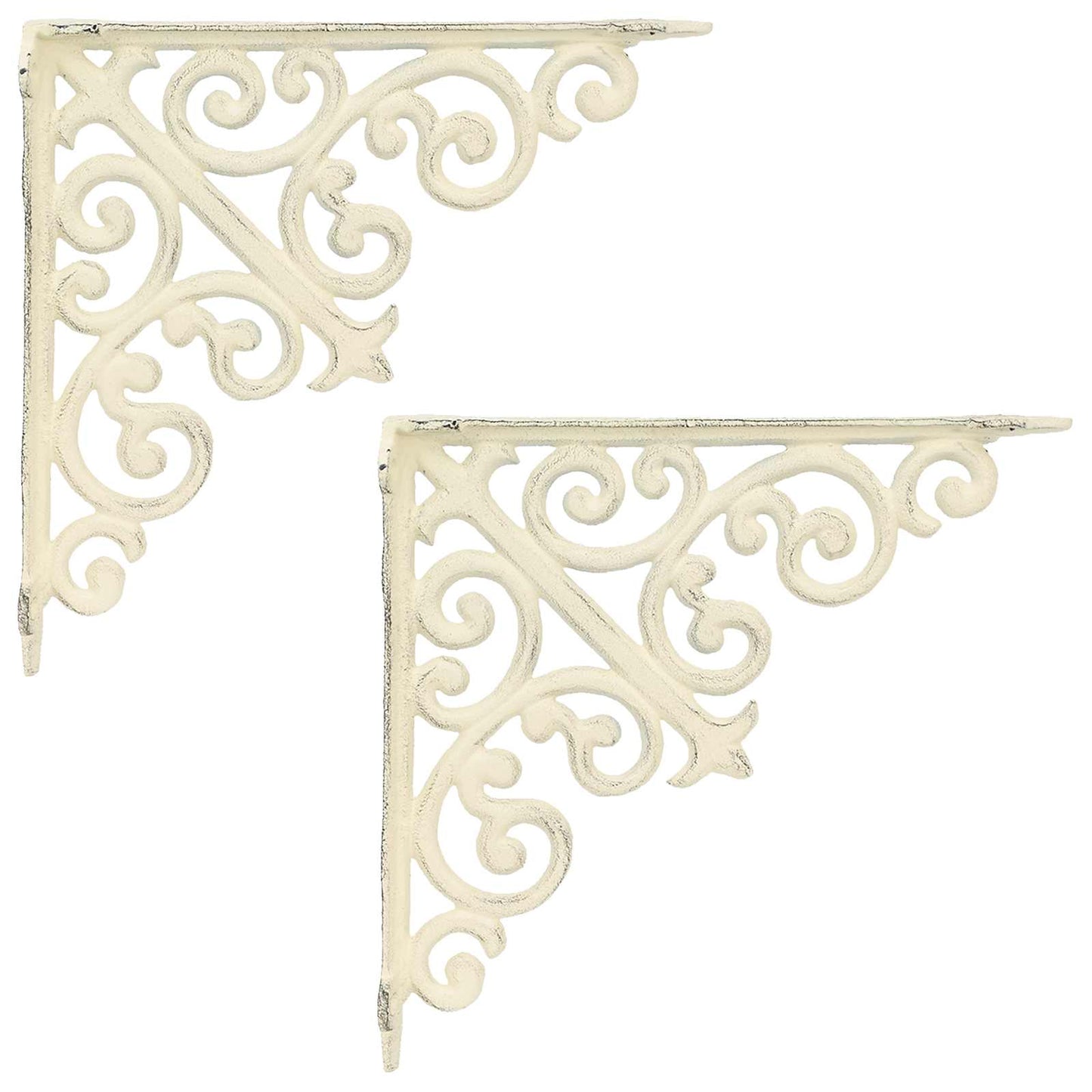 Wall Shelf Brackets 2 pcs Antique White 9.5 x 9.5 x 3 cm Steel