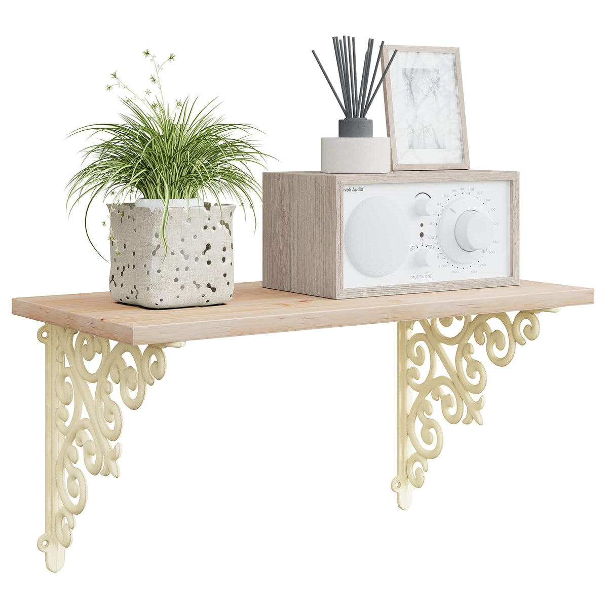 Wall Shelf Brackets 2 pcs Antique White 9.5 x 9.5 x 3 cm Steel