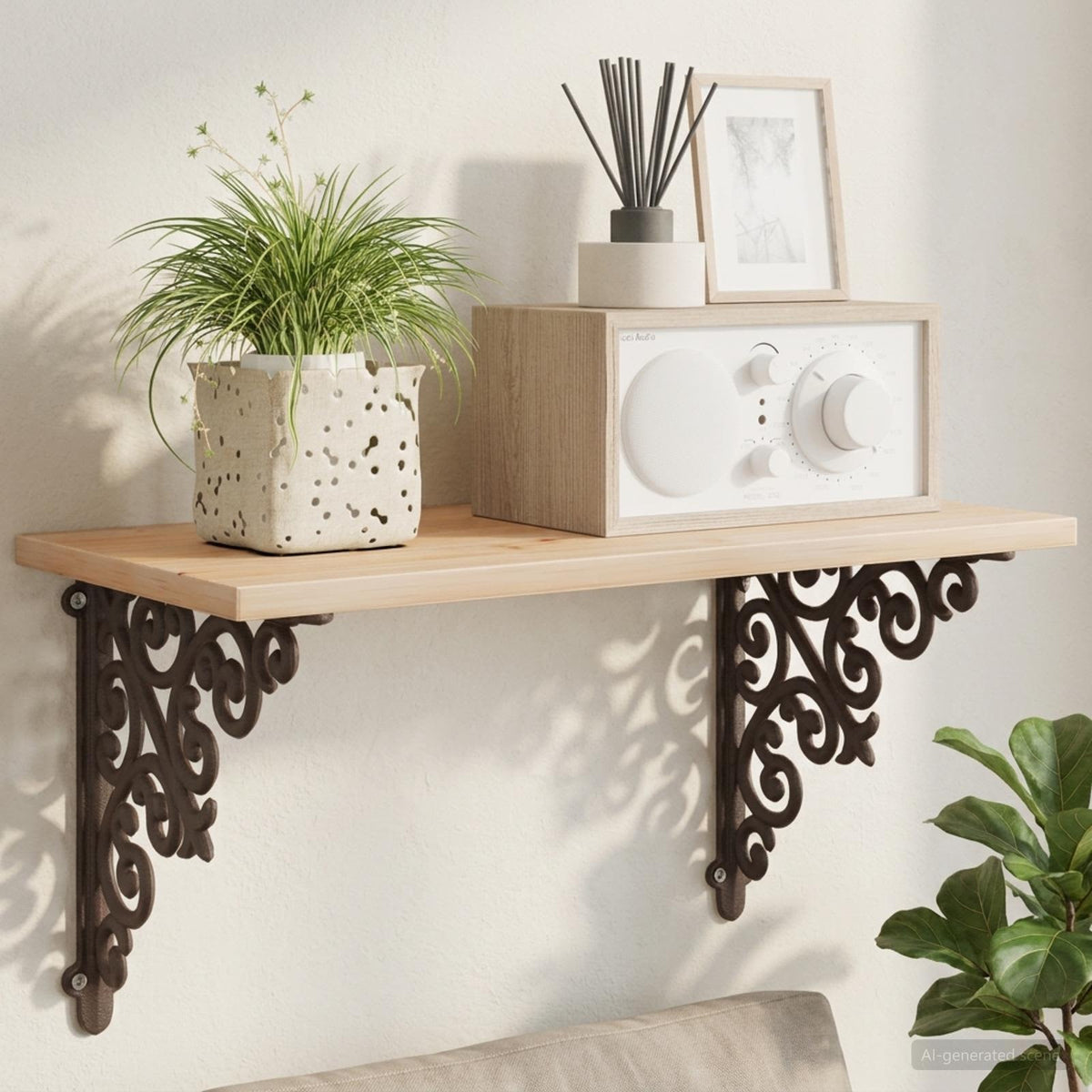 Wall Shelf Brackets 2 pcs Antique Brown 9.5 x 9.5 x 3 cm Steel