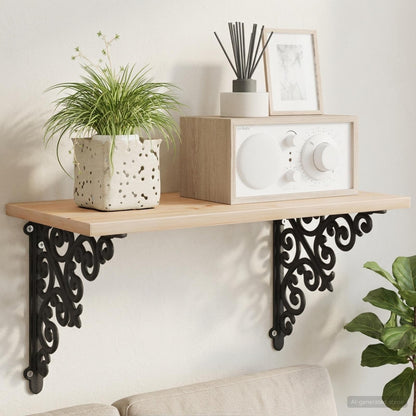 Wall Shelf Brackets 2 pcs Black 9.5 x 9.5 x 3 cm Steel
