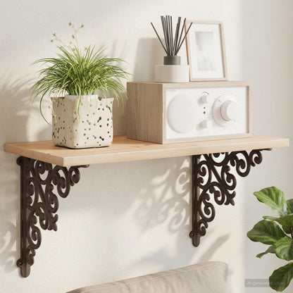 Wall Shelf Brackets 12 pcs Antique Brown 9.5 x 9.5 x 3 cm Steel