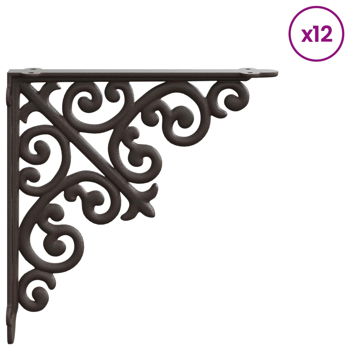 Wall Shelf Brackets 12 pcs Antique Brown 9.5 x 9.5 x 3 cm Steel