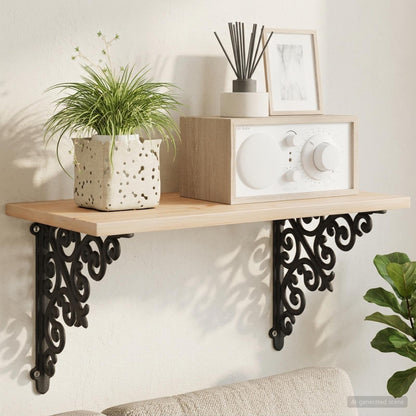 Wall Shelf Brackets 12 pcs Black 9.5 x 9.5 x 3 cm Steel