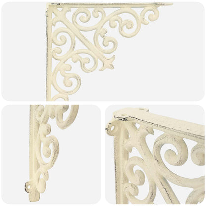 Wall Shelf Brackets 2 pcs Antique White 14 x 14 x 3.5 cm Steel