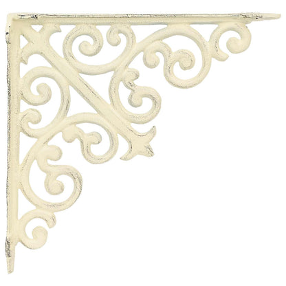 Wall Shelf Brackets 12 pcs Antique White 14 x 14 x 3.5 cm Steel