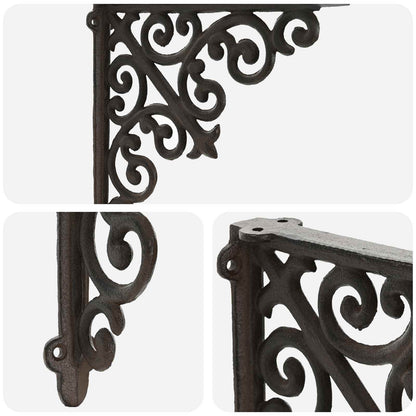 Wall Shelf Brackets 12 pcs Antique Brown 14 x 14 x 3.5 cm Steel