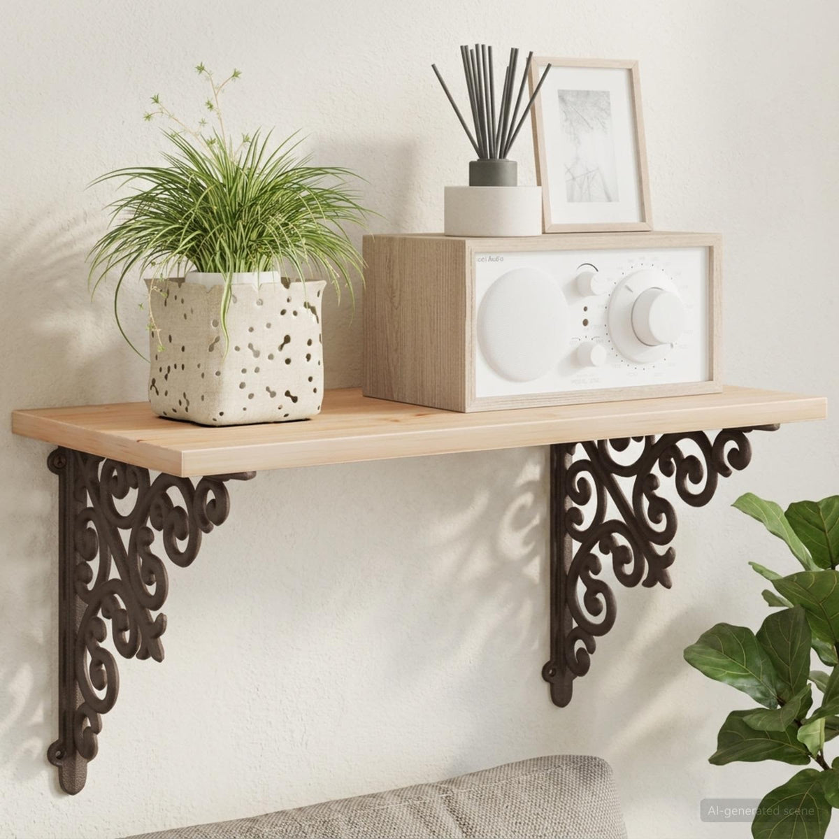 Wall Shelf Brackets 12 pcs Antique Brown 14 x 14 x 3.5 cm Steel