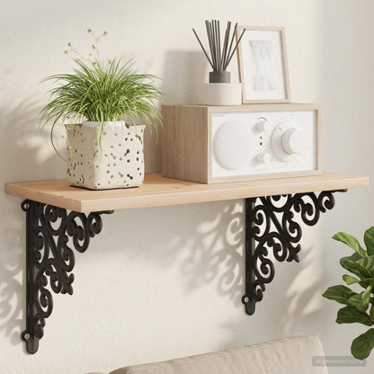 Wall Shelf Brackets 12 pcs Black 14 x 14 x 3.5 cm Steel