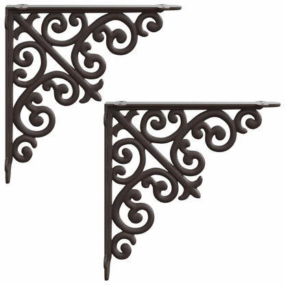 Wall Shelf Brackets 2 pcs Antique Brown 24 x 24 x 3.5 cm Steel