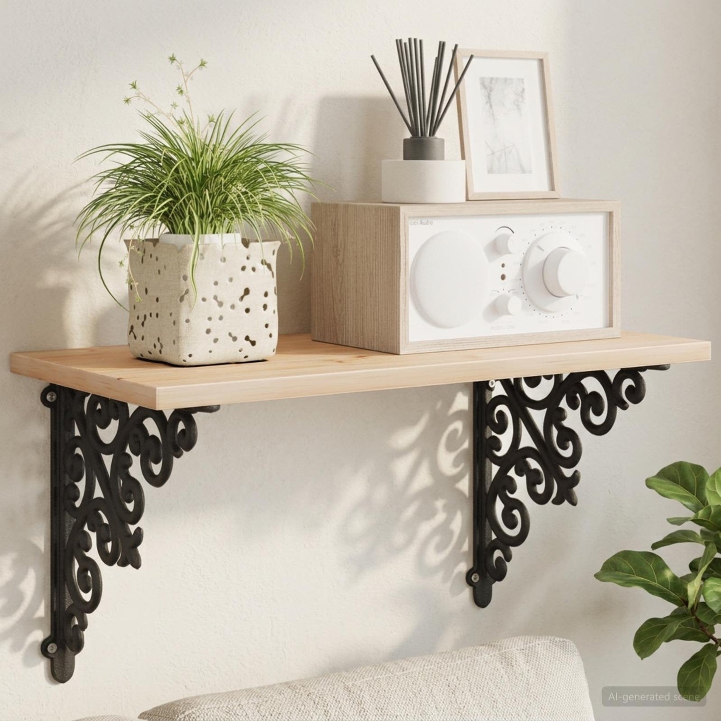 Wall Shelf Brackets 2 pcs Black 24 x 24 x 3.5 cm Steel
