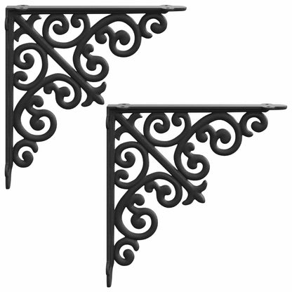 Wall Shelf Brackets 2 pcs Black 24 x 24 x 3.5 cm Steel