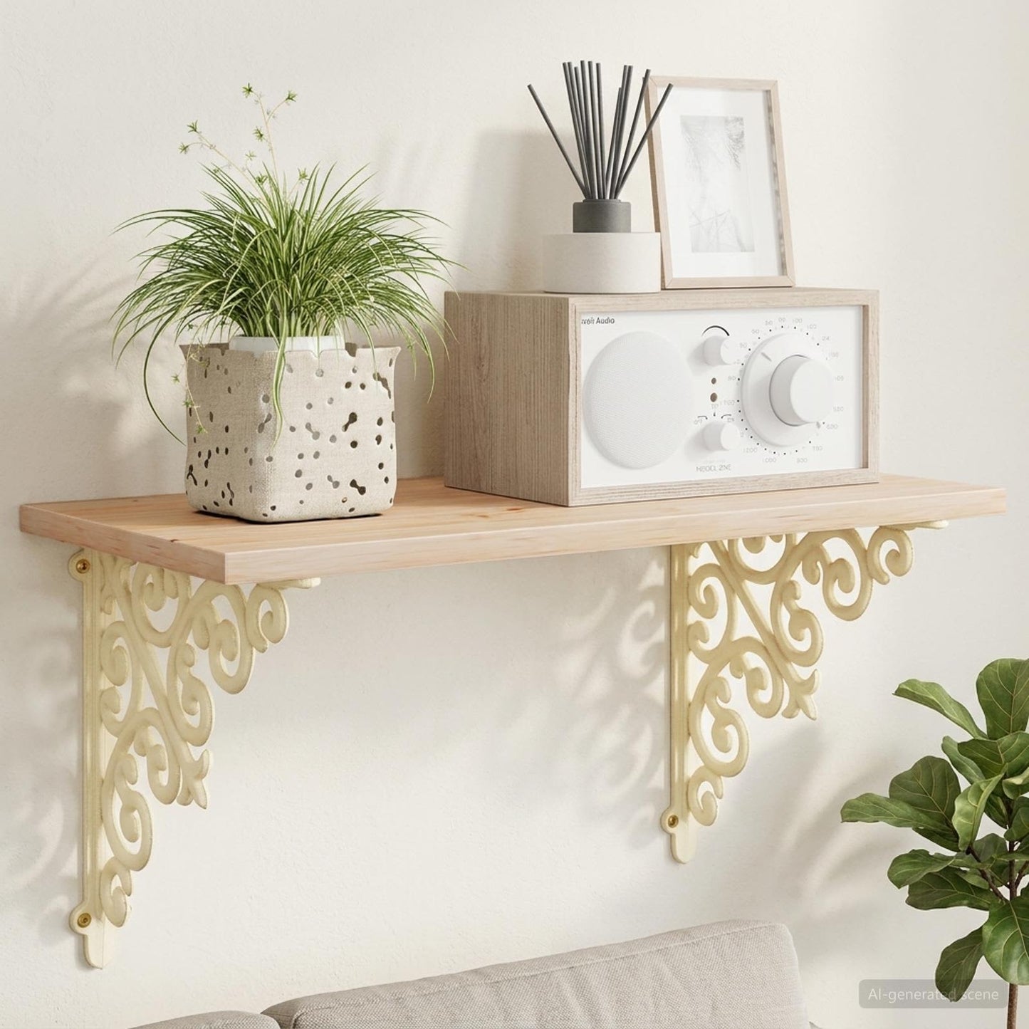 Wall Shelf Brackets 12 pcs Antique White 24 x 24 x 3.5 cm Steel