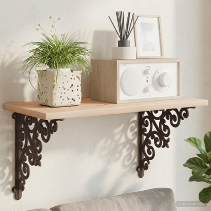 Wall Shelf Brackets 12 pcs Antique Brown 24 x 24 x 3.5 cm Steel