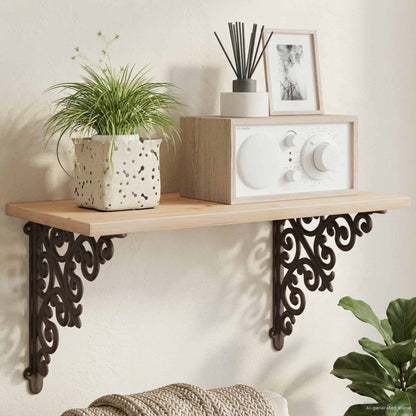 Wall Shelf Brackets 12 pcs Black 24 x 24 x 3.5 cm Steel