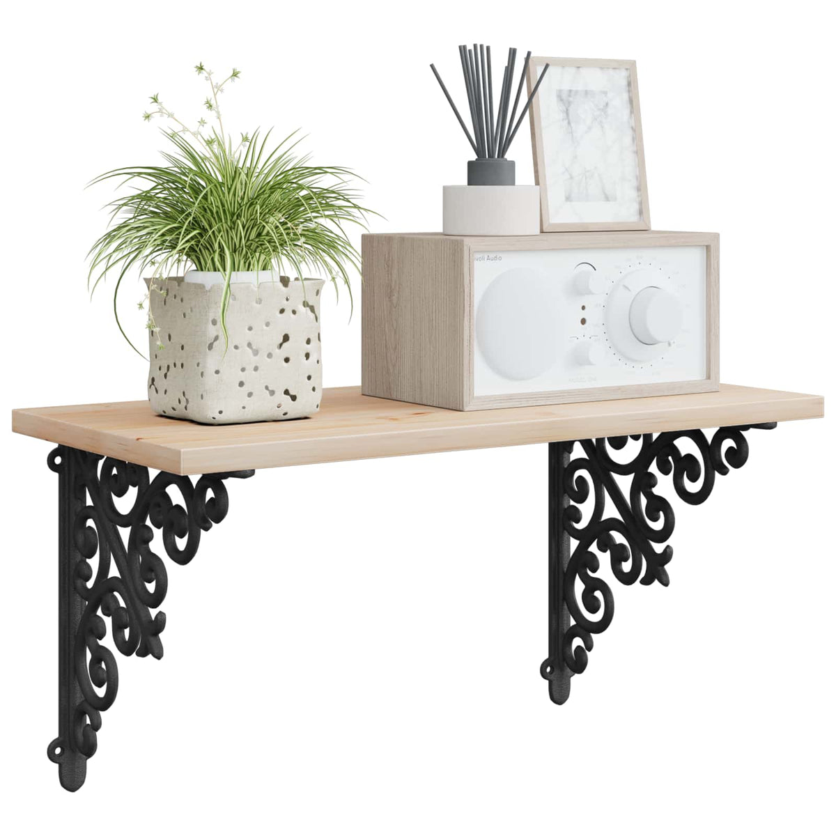 Wall Shelf Brackets 12 pcs Black 24 x 24 x 3.5 cm Steel