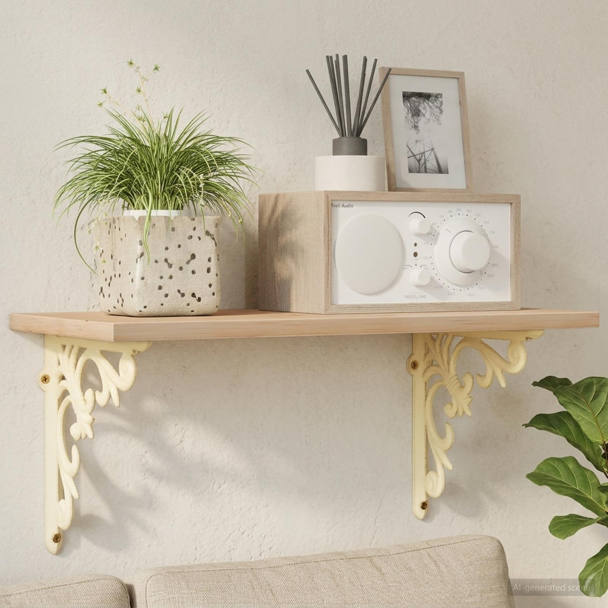 Wall Shelf Brackets 2 pcs Antique White 10 x 10 x 2.8 cm Steel