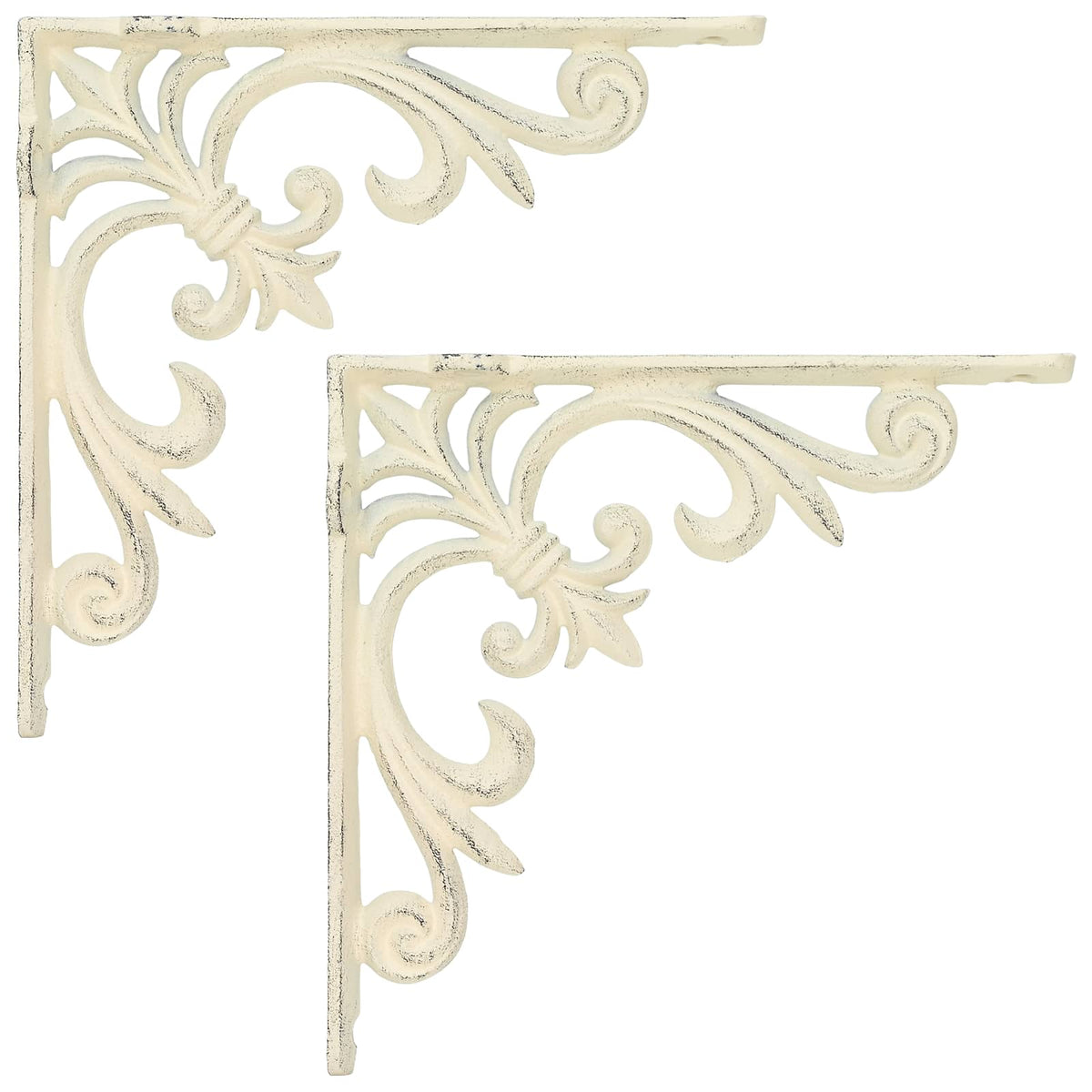 Wall Shelf Brackets 2 pcs Antique White 10 x 10 x 2.8 cm Steel